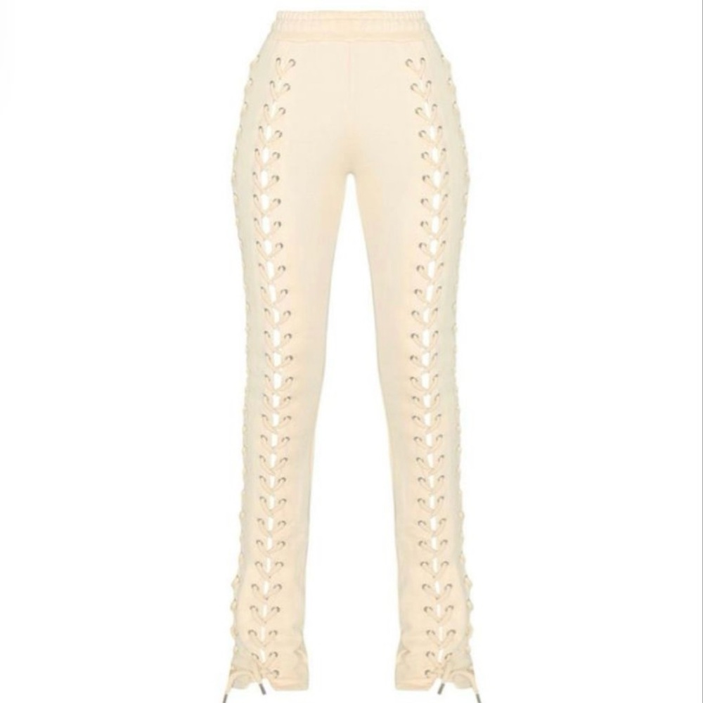 Wynn Laced Up Cream Pants: Hidden Cult